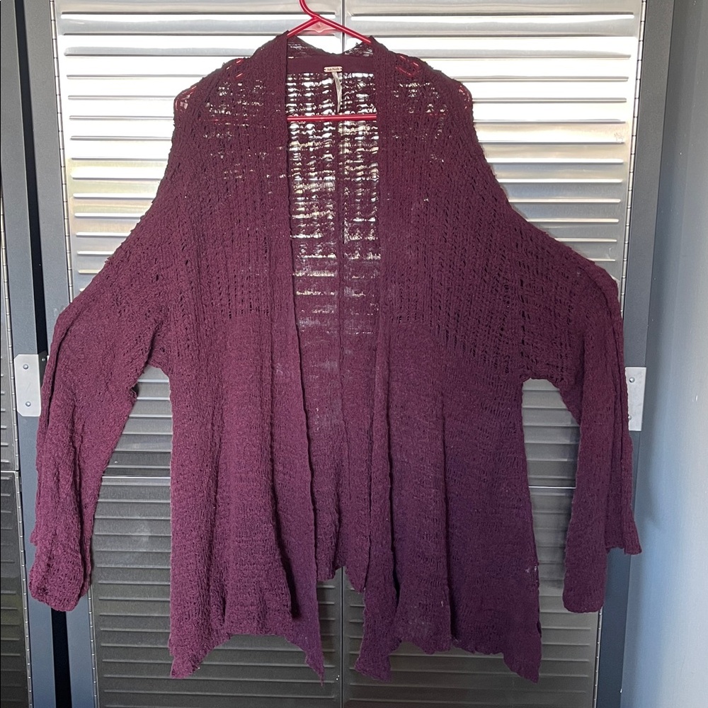 Free People Plum Open Knit Cardigan